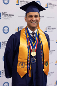 Portrait of Salutatorian Erick Espinosa at Commencement