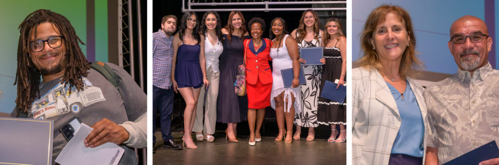 Students on stage with their certificates Photos from the 2025 WDCE Completion Ceremony - students on stage with their certificates