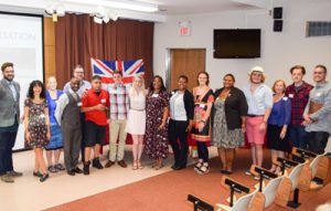 Study abroad students gathered for a group photo