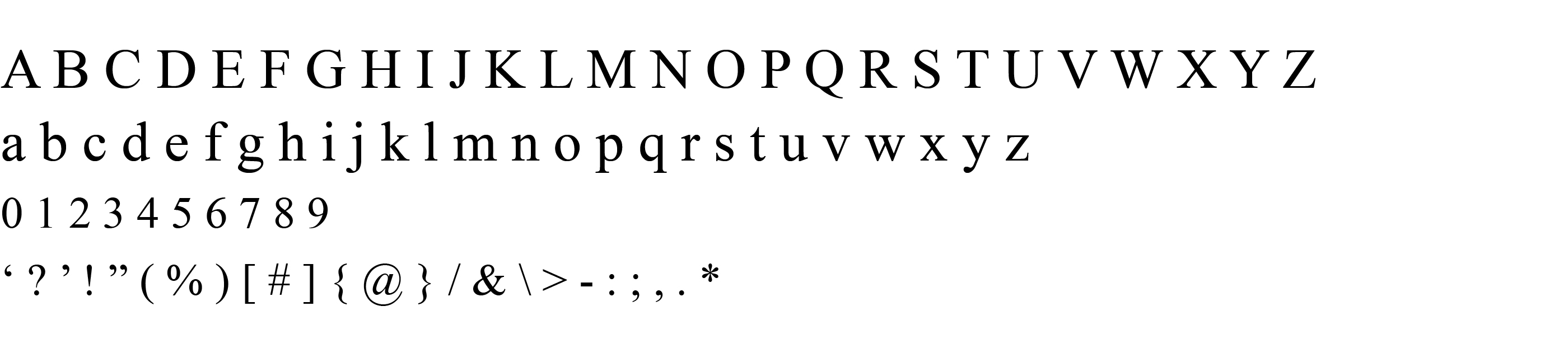 Type Specimen Times New Roman