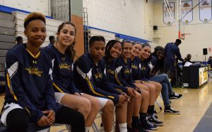 Womens basketball team in warm-up gear