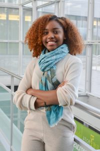 Student Mikali-Elon Wallace in the Gateway Center