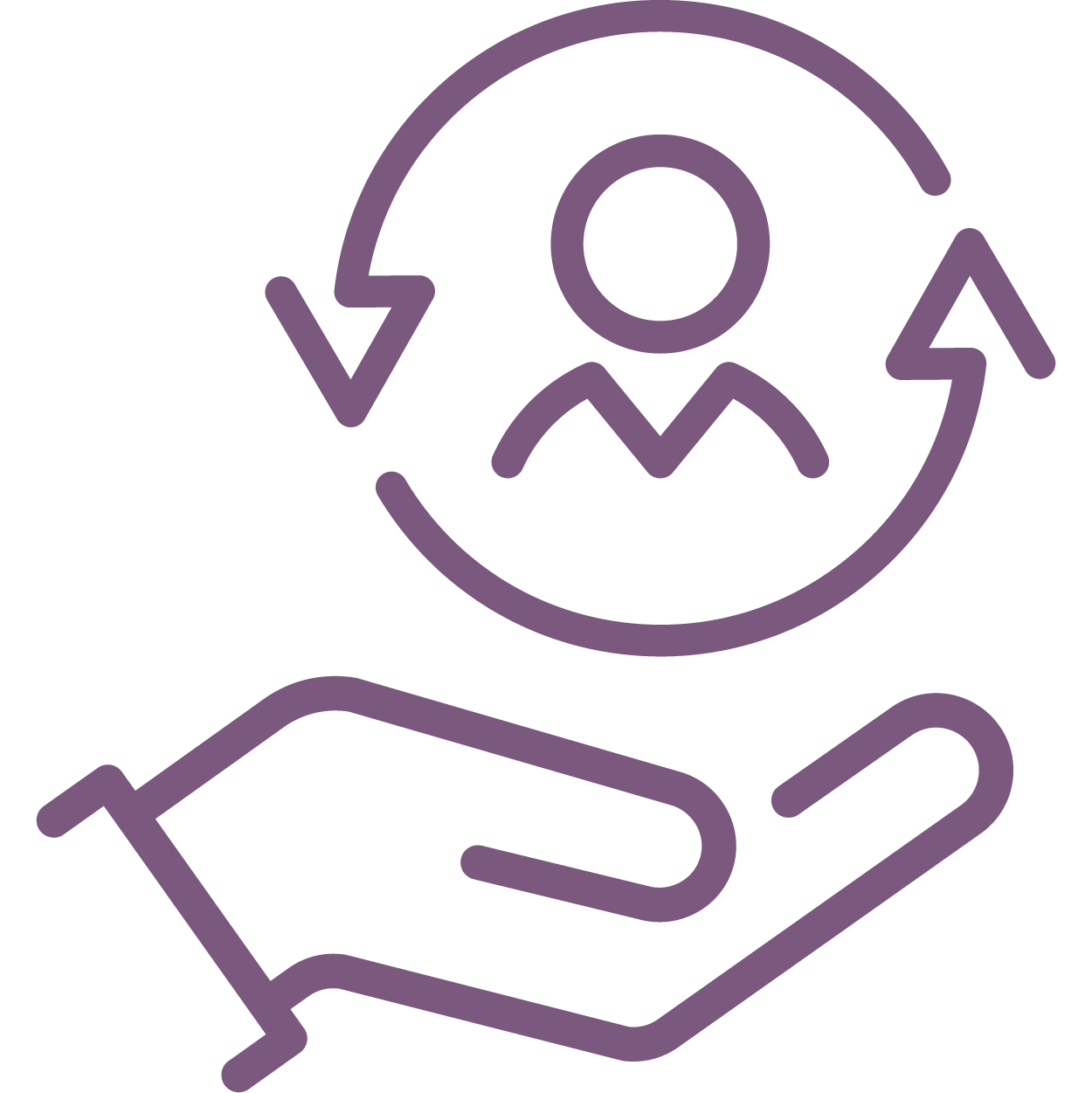 hand holding person symbol with arrows