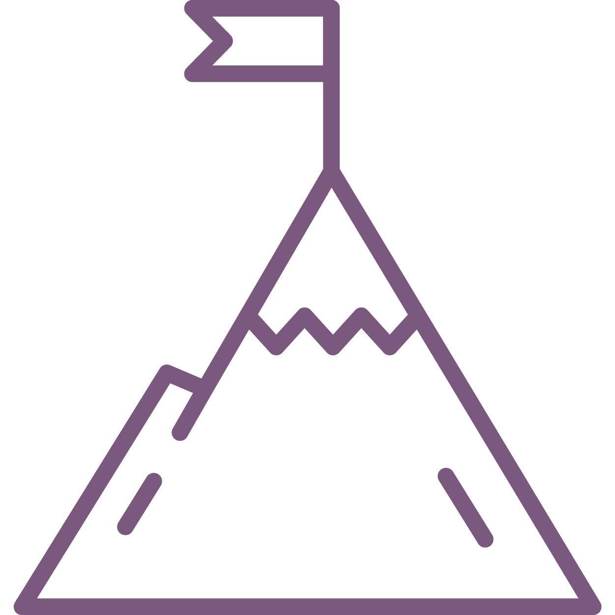 mountain with flag